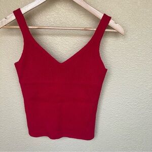 Old Navy V-Neck Rib Knit Sweater Tank Top Cherry Red Small